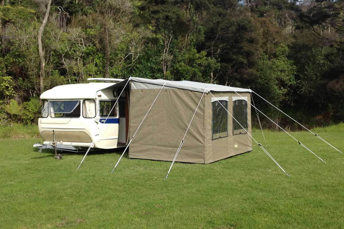 Heavy Duty Canvas 3.0M Walk Thru Awning - Dark Grey OR Olive Green
