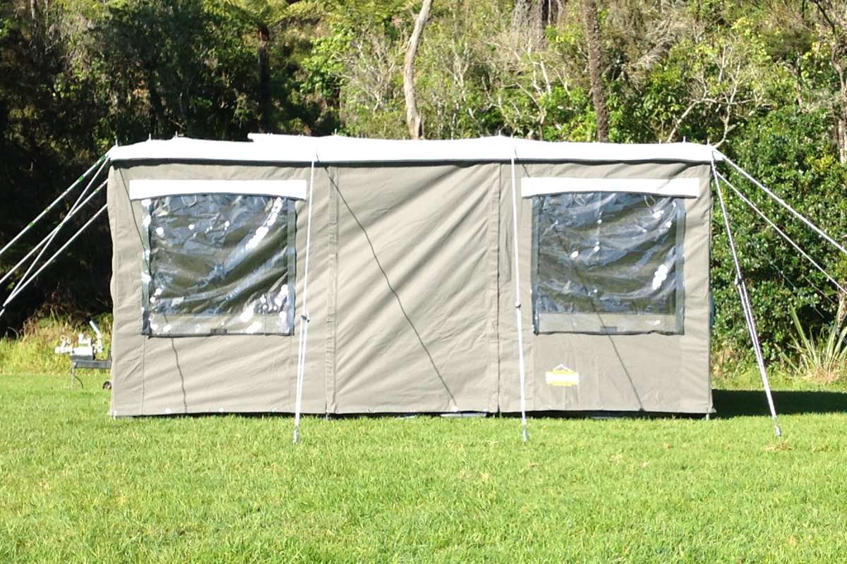 Heavy Duty Canvas 4.0M Walk Thru Awning - Dark Grey or Olive Green view 2