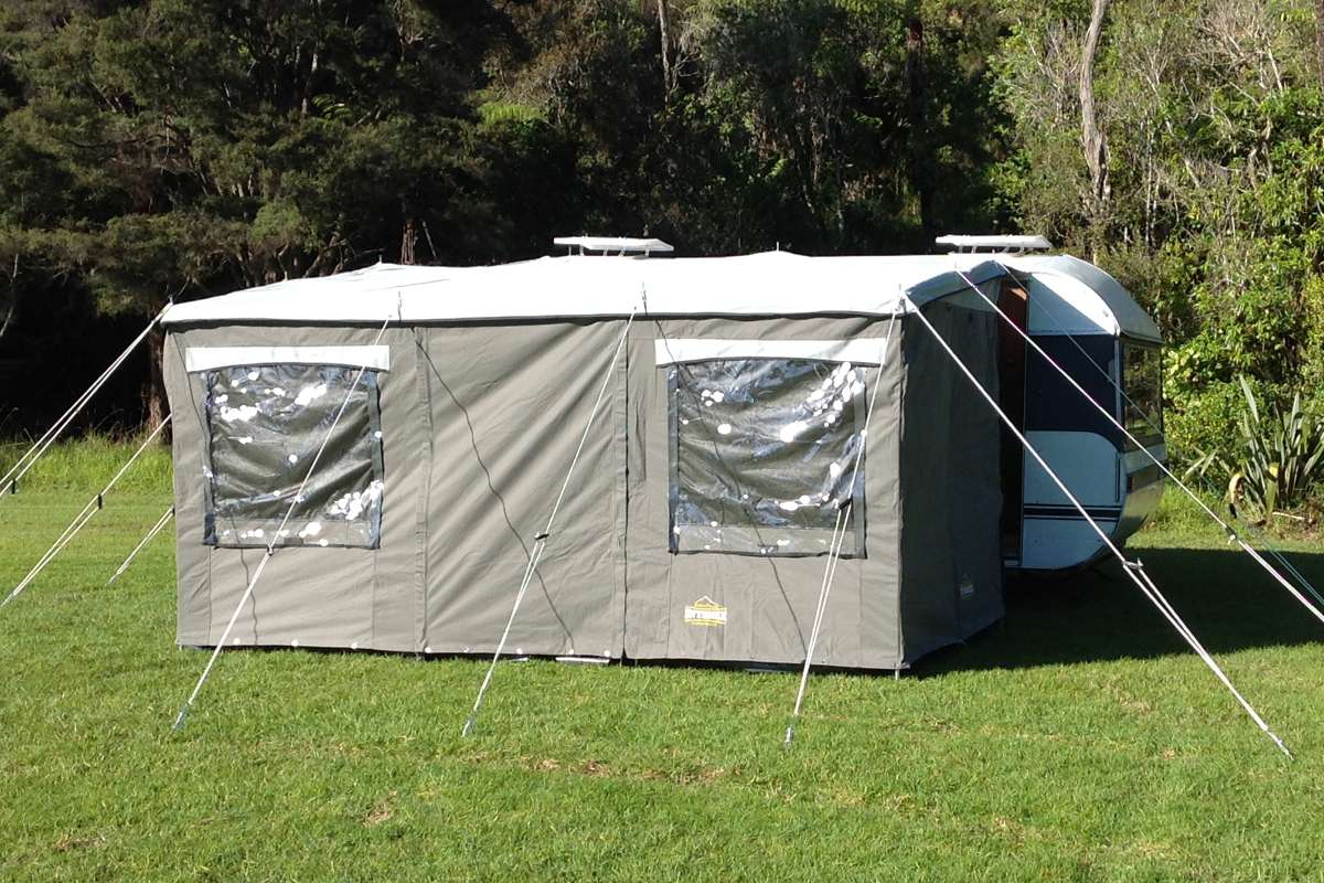 Heavy Duty Canvas 4.0M Walk Thru Awning - Dark Grey or Olive Green view 3