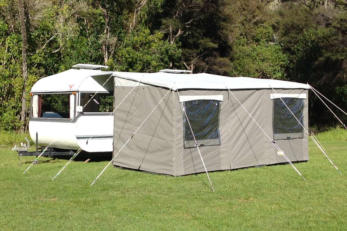 Heavy Duty Canvas 4.0M Walk Thru Awning - Dark Grey or Olive Green view 4