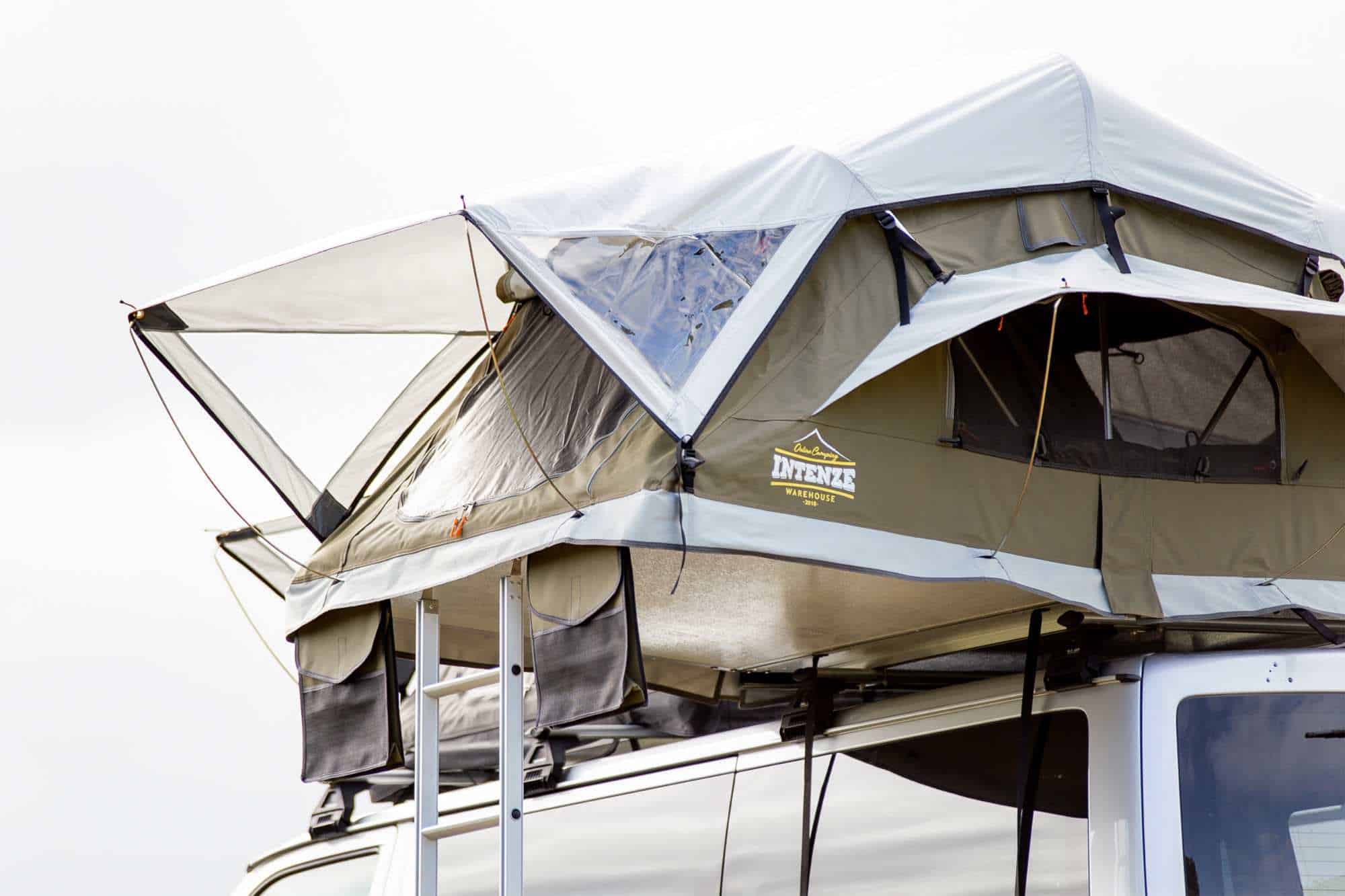 Mt Brown Roof Top Tent – Grey with Smokey White Fly view 4